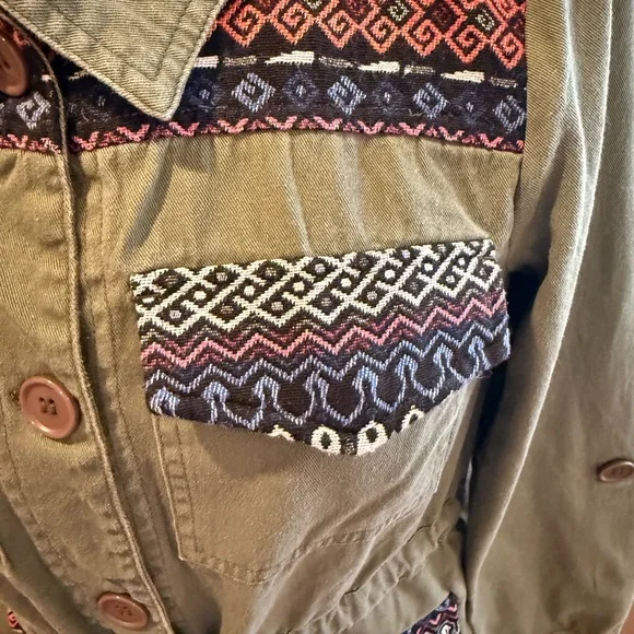 Modcloth Olive/ Army Green Utility Jacket with Patterned Accents Tag Size Medium - Picture 11 of 15